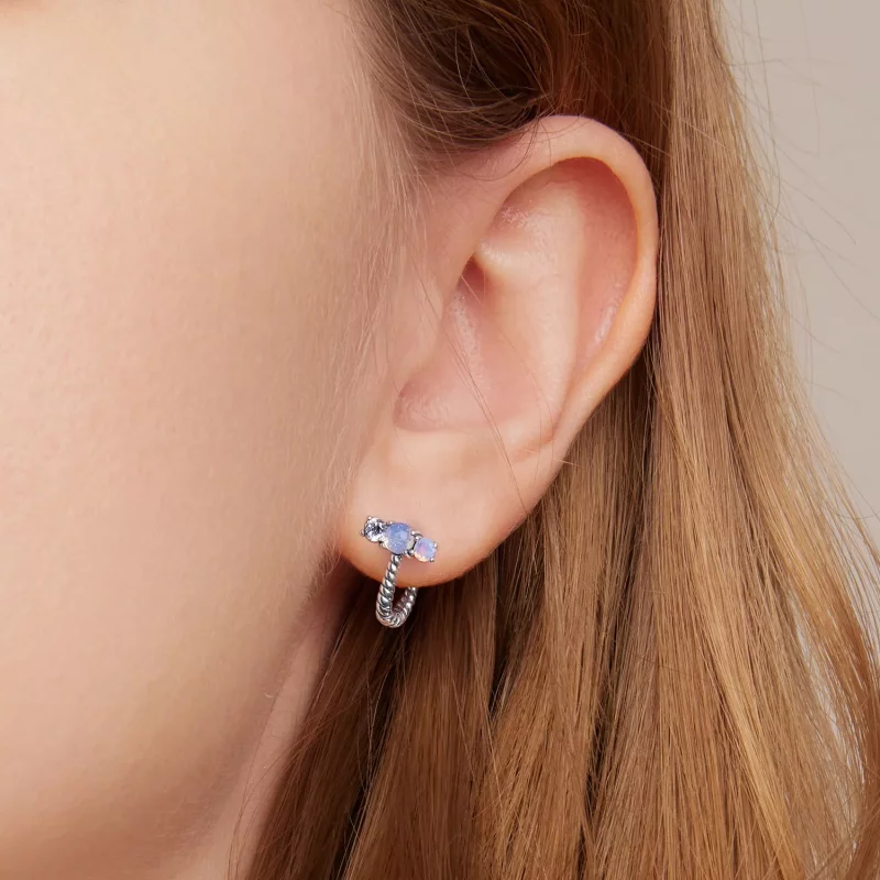 (afbeelding voor) Pandora Style Gem Splicing U Vorm Oorbellen - SCE1453 - Bekijken 7
