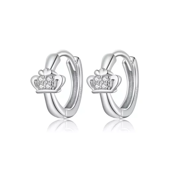 (afbeelding voor) Pandora Style Glanzende kroon Oorbellen - SCE1044