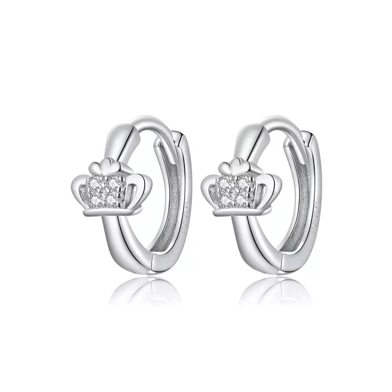 (afbeelding voor) Pandora Style Glanzende kroon Oorbellen - SCE1044