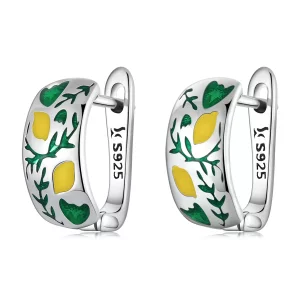 (afbeelding voor) Pandora Style Groene blad citroen Oorbellen - SCE1376