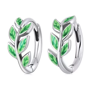 (afbeelding voor) Pandora Style Groene bladeren Oorbellen - SCE1392