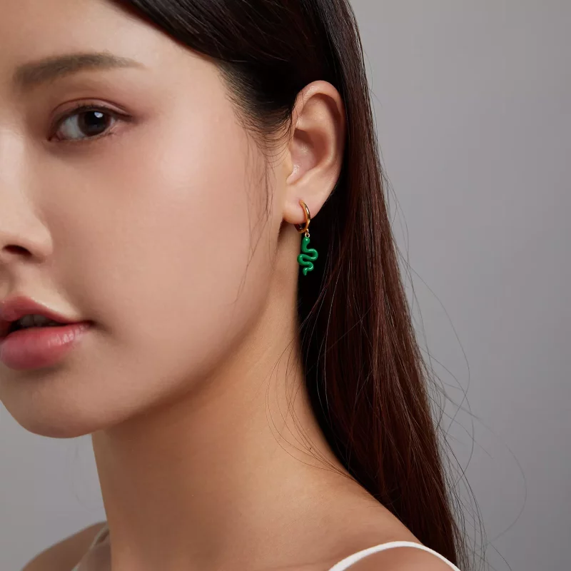 (afbeelding voor) Pandora Style Groene Slang Oorbellen - SCE1234 - Bekijken 3