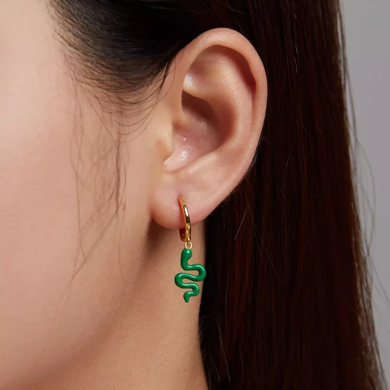 (afbeelding voor) Pandora Style Groene Slang Oorbellen - SCE1234 - Bekijken 5