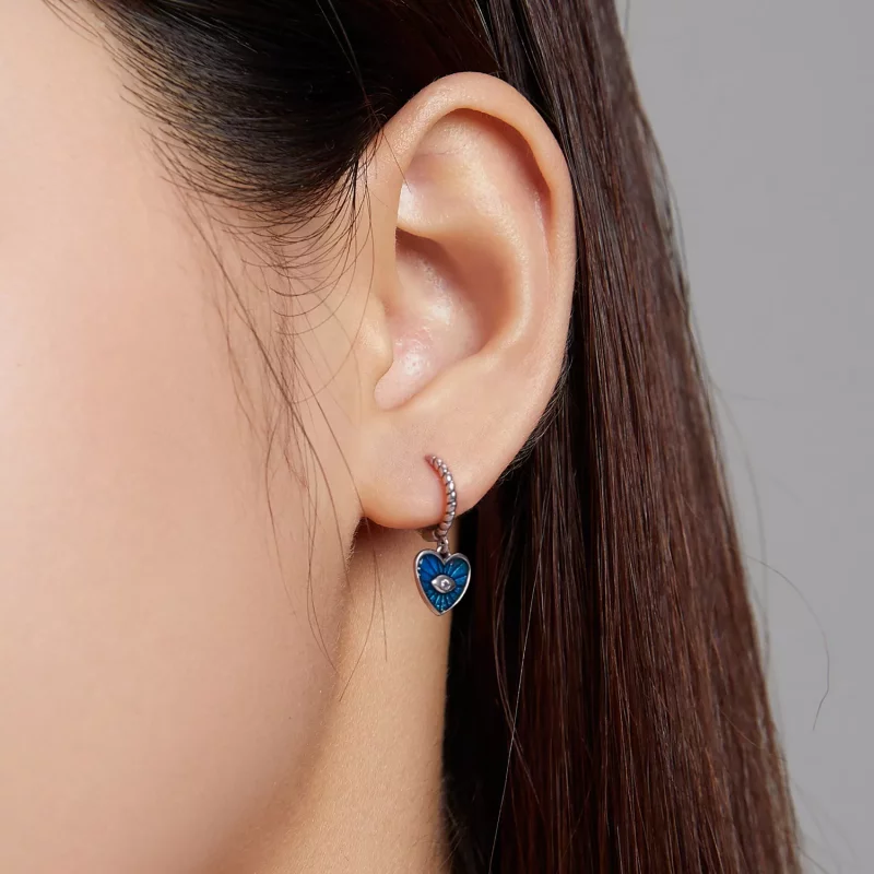 (afbeelding voor) Pandora Style Heart Demon Eyes - Saffier Blauw Oorbellen - SCE1270-BU - Bekijken 4