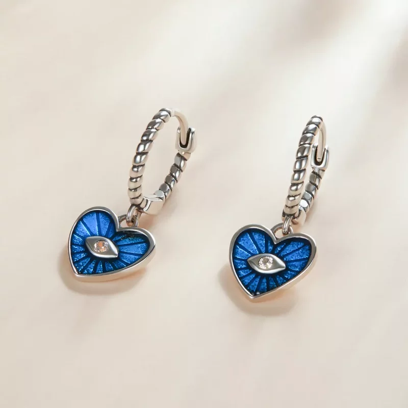 (afbeelding voor) Pandora Style Heart Demon Eyes - Saffier Blauw Oorbellen - SCE1270-BU - Bekijken 5