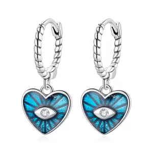 (afbeelding voor) Pandora Style Heart Demon Eyes - Saffier Blauw Oorbellen - SCE1270-BU