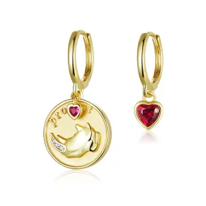 Pandora Style Neushoorn en hart Oorbellen - BSE369-R (afbeelding voor) Pandora Style Neushoorn en hart Oorbellen - BSE369-R