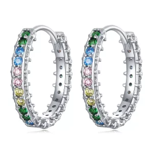 Pandora Style Patroon Kleur Zirkonium Oorbellen - BSE683 (afbeelding voor) Pandora Style Patroon Kleur Zirkonium Oorbellen - BSE683