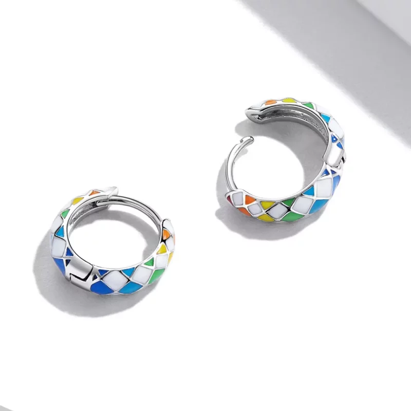 (afbeelding voor) Pandora Style Regenboog Dambord Oorbellen - SCE1351 - Bekijken 5