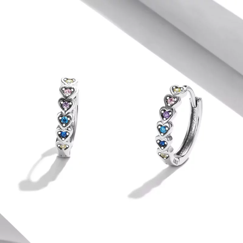 (afbeelding voor) Pandora Style Regenboog Hart Oorbellen - SCE1275 - Bekijken 2