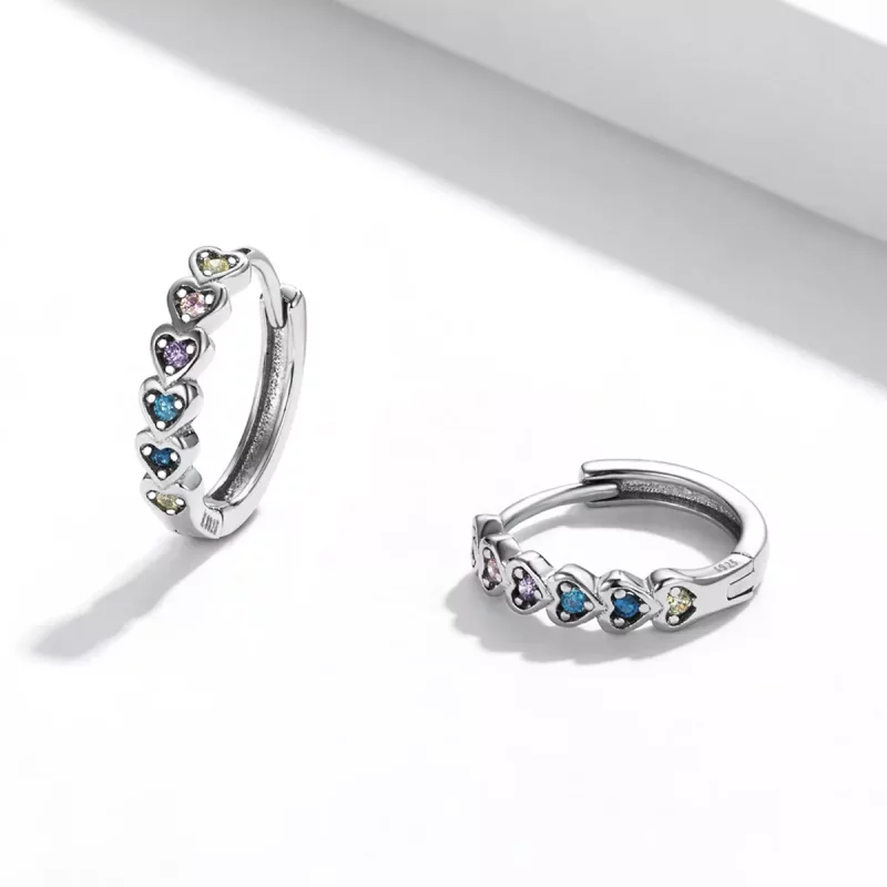 (afbeelding voor) Pandora Style Regenboog Hart Oorbellen - SCE1275 - Bekijken 3