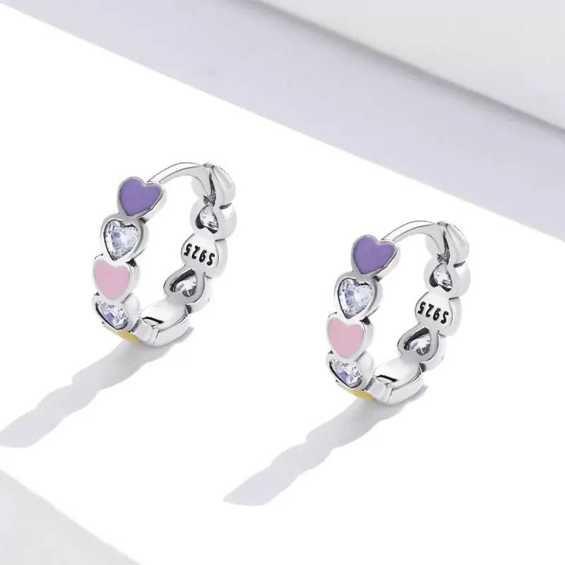 (afbeelding voor) Pandora Style Regenboog Hart Oorbellen - SCE1342 - Bekijken 2