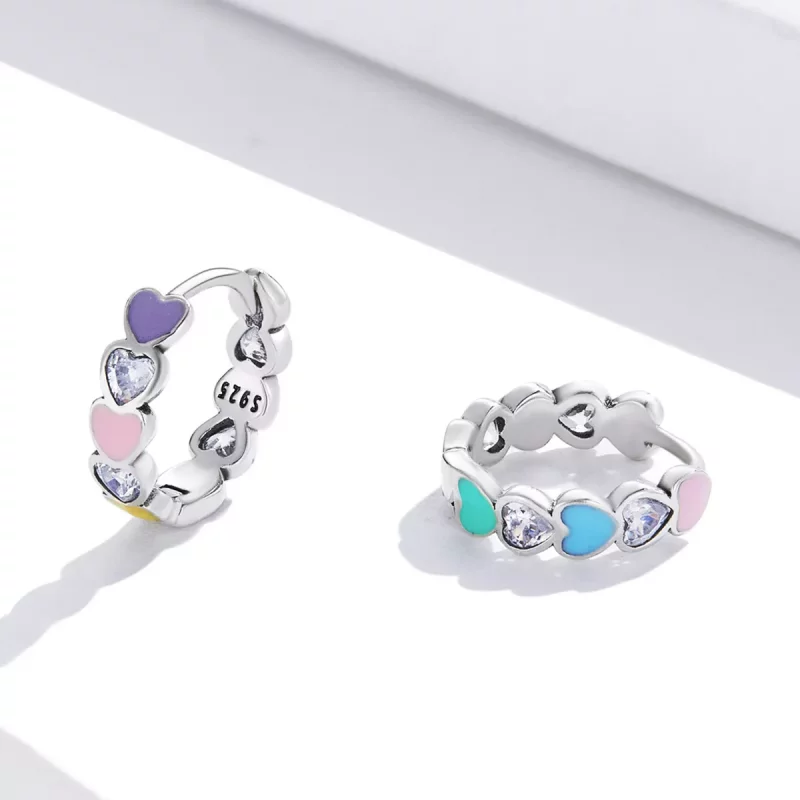(afbeelding voor) Pandora Style Regenboog Hart Oorbellen - SCE1342 - Bekijken 3