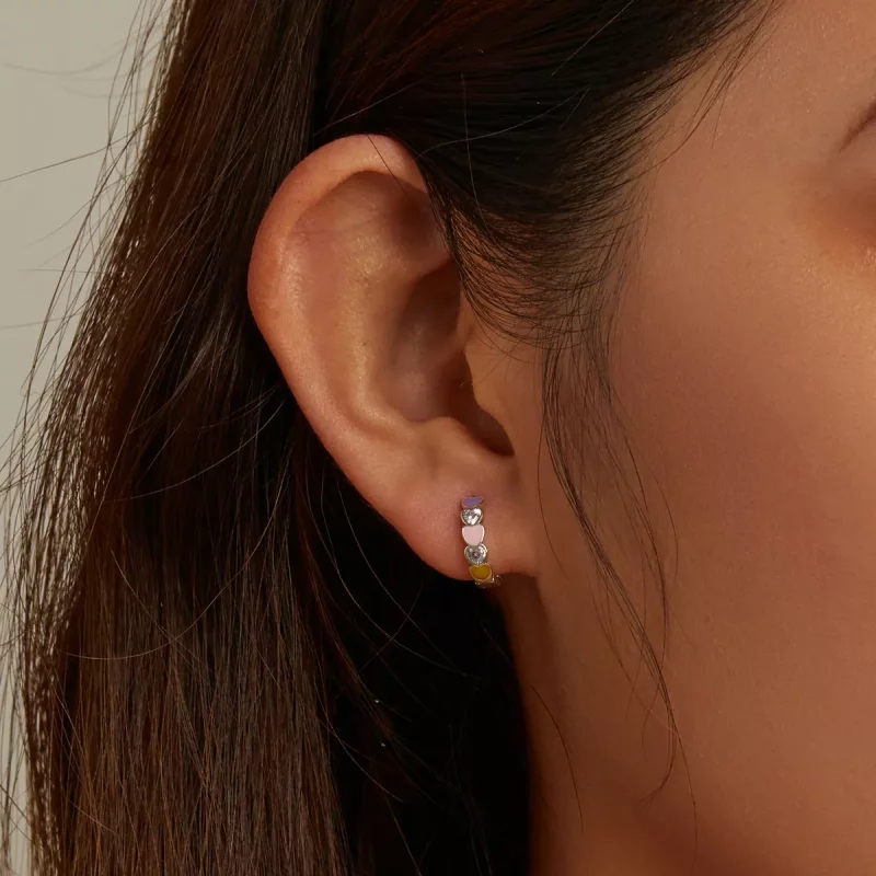(afbeelding voor) Pandora Style Regenboog Hart Oorbellen - SCE1342 - Bekijken 5