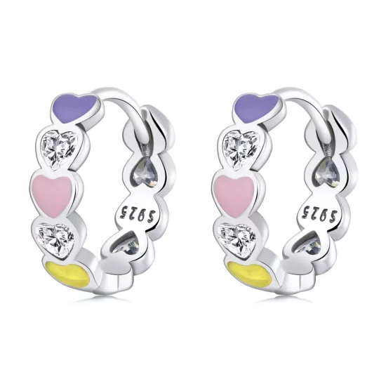 (afbeelding voor) Pandora Style Regenboog Hart Oorbellen - SCE1342