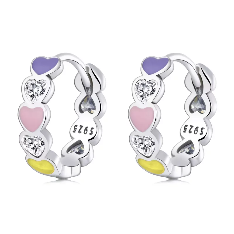(afbeelding voor) Pandora Style Regenboog Hart Oorbellen - SCE1342