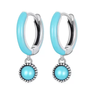 Pandora Style Turkoois Oorbellen - SCE1510 (afbeelding voor) Pandora Style Turkoois Oorbellen - SCE1510