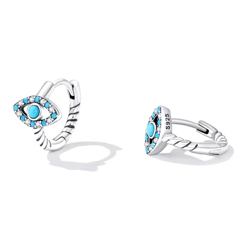 (afbeelding voor) Pandora Style Turquoise Duivelsoog Oorbellen - SCE1418 - Bekijken 2