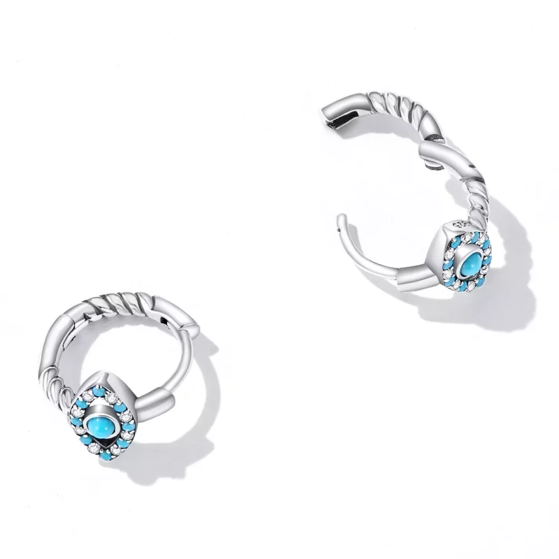 (afbeelding voor) Pandora Style Turquoise Duivelsoog Oorbellen - SCE1418 - Bekijken 3