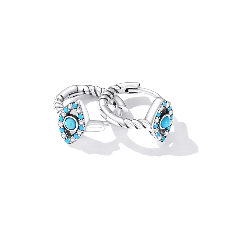 (afbeelding voor) Pandora Style Turquoise Duivelsoog Oorbellen - SCE1418 - Bekijken 4