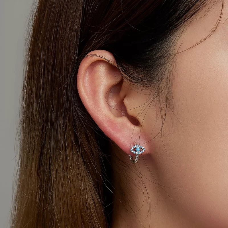 (afbeelding voor) Pandora Style Turquoise Duivelsoog Oorbellen - SCE1418 - Bekijken 7