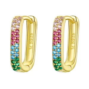 Pandora Style Vierkant Oorbellen - SCE1218-CF (afbeelding voor) Pandora Style Vierkant Oorbellen - SCE1218-CF