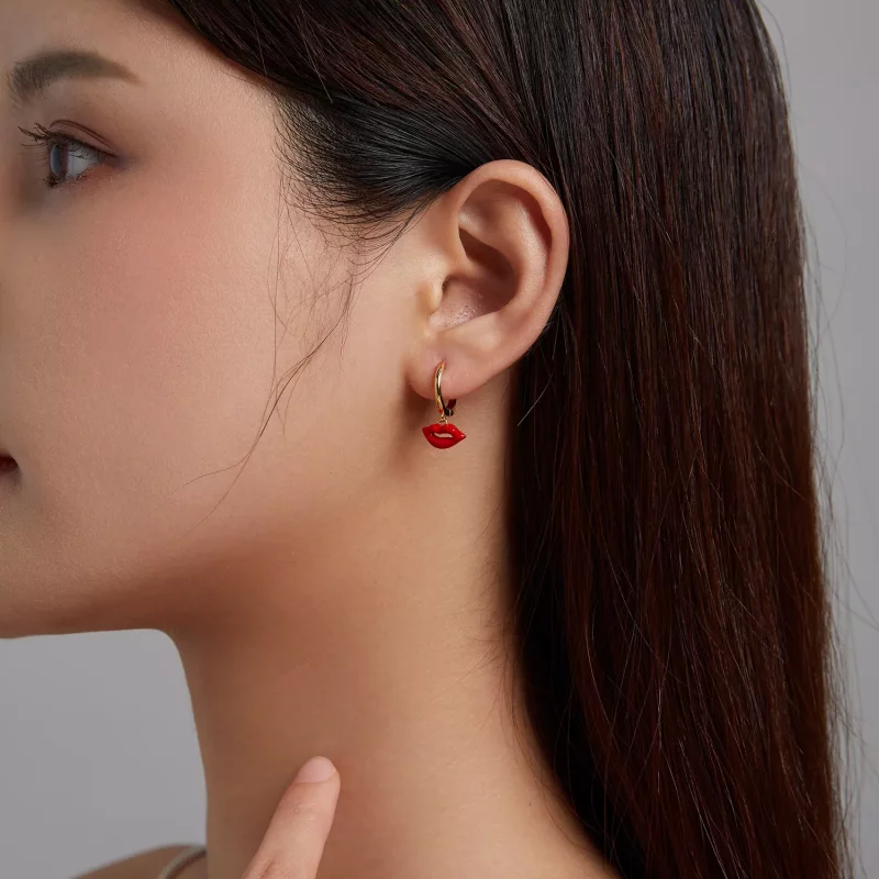 (afbeelding voor) Pandora Style Vlammende lippen Oorbellen - SCE1233 - Bekijken 3