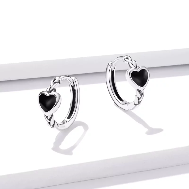 (afbeelding voor) Pandora Style Zwart Hart Oorbellen - BSE456 - Bekijken 2