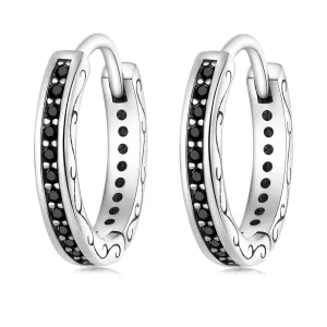 Pandora Style Zwarte Zirkoon Oorbellen - SCE1522 (afbeelding voor) Pandora Style Zwarte Zirkoon Oorbellen - SCE1522