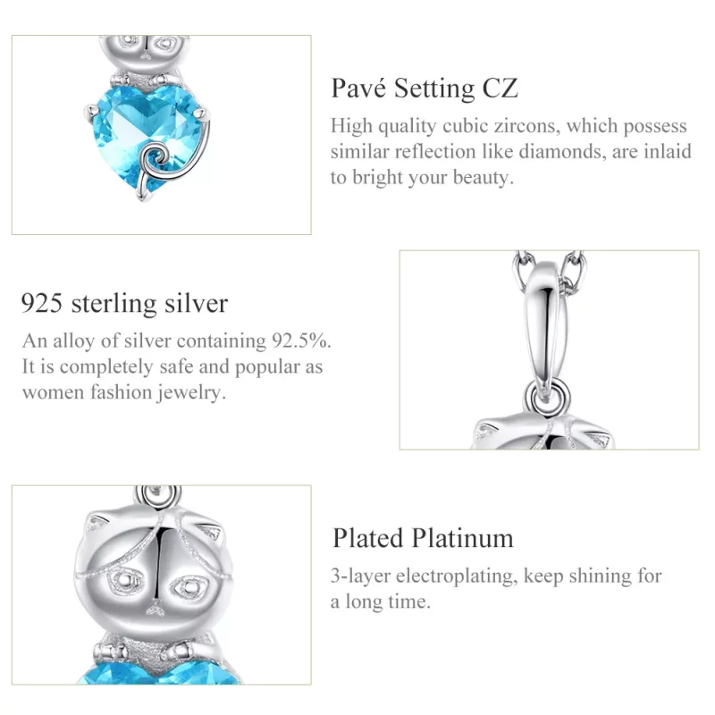 (afbeelding voor) Pandora Style Blauwe kat Chain Ketting - SCN331 - Bekijken 3