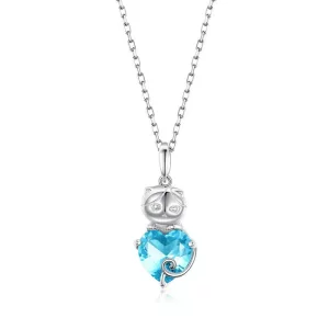 Pandora Style Blauwe kat Chain Ketting - SCN331 (afbeelding voor) Pandora Style Blauwe kat Chain Ketting - SCN331
