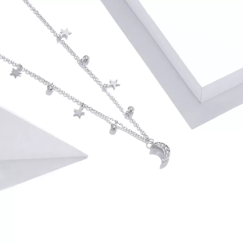 (afbeelding voor) Pandora Style Droom Ster Maan Chain Ketting - SCN420 - Bekijken 2