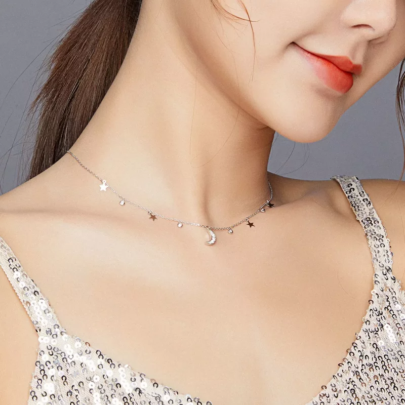 (afbeelding voor) Pandora Style Droom Ster Maan Chain Ketting - SCN420 - Bekijken 8