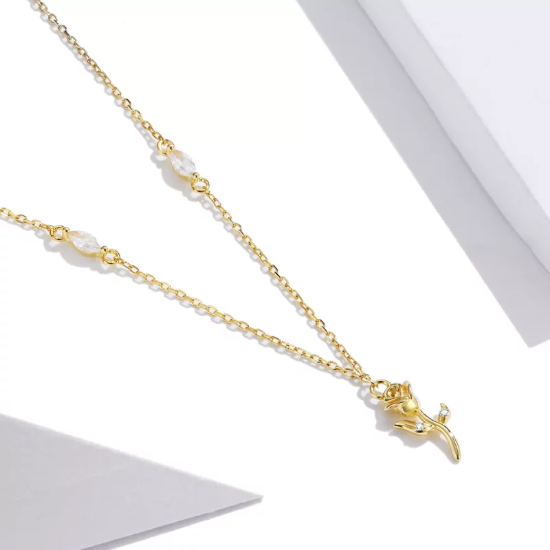 (afbeelding voor) Pandora Style Gouden Roos Ketting - SCN464 - Bekijken 2