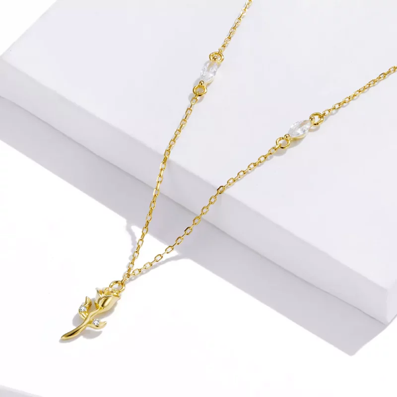 (afbeelding voor) Pandora Style Gouden Roos Ketting - SCN464 - Bekijken 3