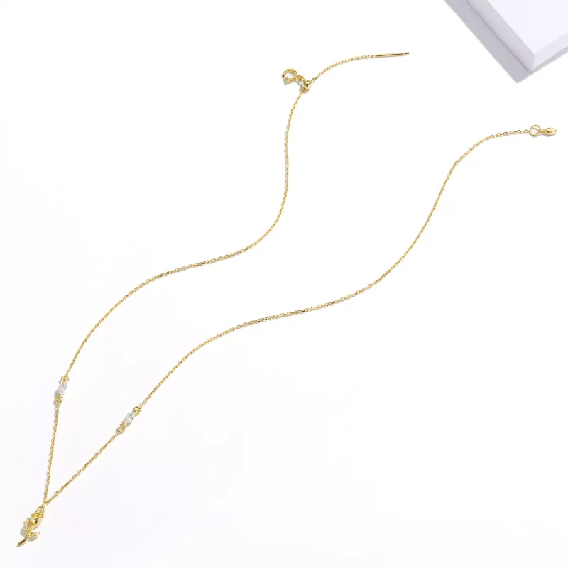 (afbeelding voor) Pandora Style Gouden Roos Ketting - SCN464 - Bekijken 4