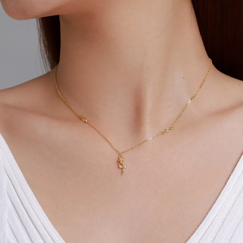 (afbeelding voor) Pandora Style Gouden Roos Ketting - SCN464 - Bekijken 6