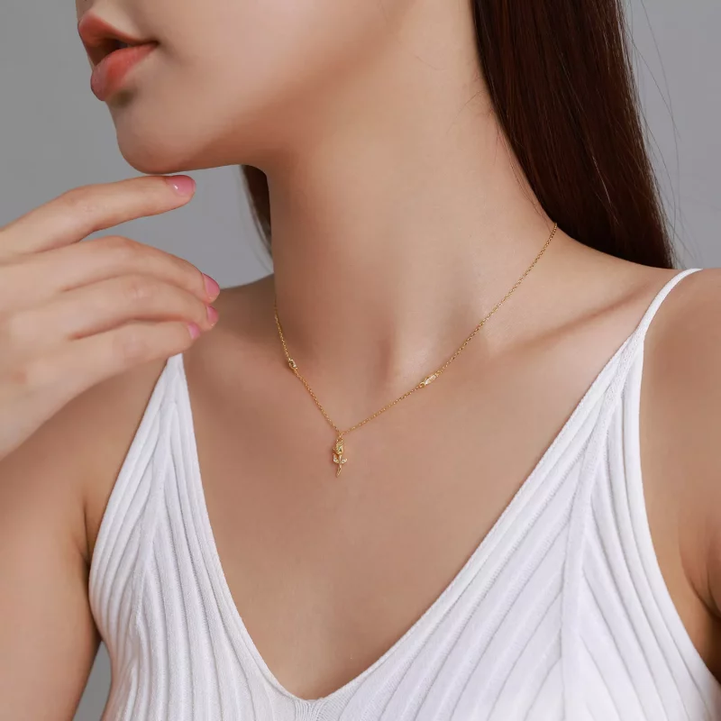 (afbeelding voor) Pandora Style Gouden Roos Ketting - SCN464 - Bekijken 7
