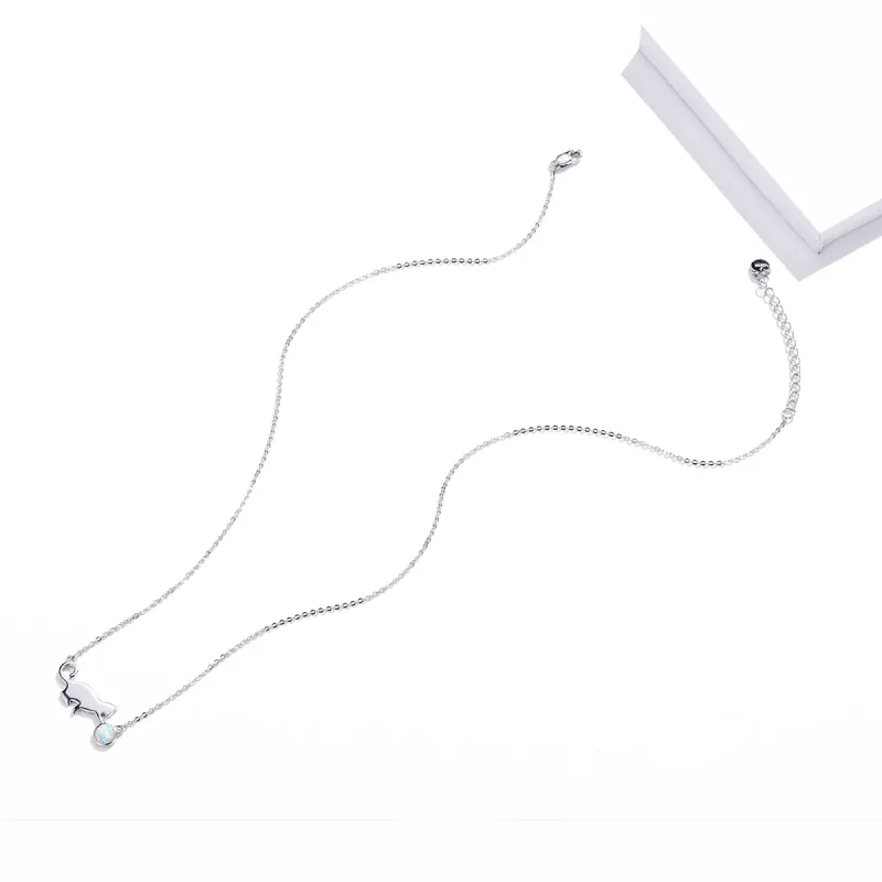 (afbeelding voor) Pandora Style Opaal Kat Ketting - SCN395 - Bekijken 4