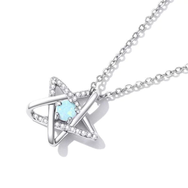(afbeelding voor) Pandora Style Opaal Ster Ketting - SCN473 - Bekijken 2
