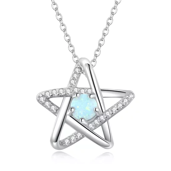 (afbeelding voor) Pandora Style Opaal Ster Ketting - SCN473