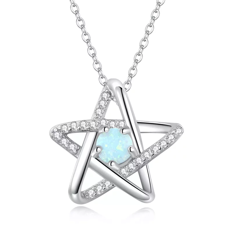 (afbeelding voor) Pandora Style Opaal Ster Ketting - SCN473