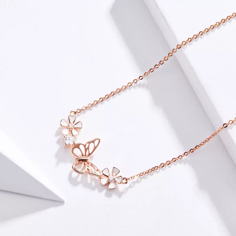 (afbeelding voor) Pandora Style Rose Dansende vlinder Chain Ketting - BSN053 - Bekijken 2