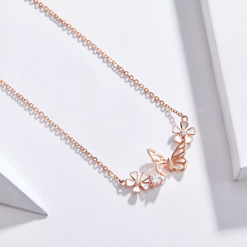 (afbeelding voor) Pandora Style Rose Dansende vlinder Chain Ketting - BSN053 - Bekijken 4