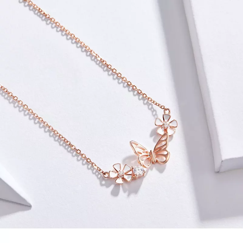 (afbeelding voor) Pandora Style Rose Dansende vlinder Chain Ketting - BSN053 - Bekijken 8