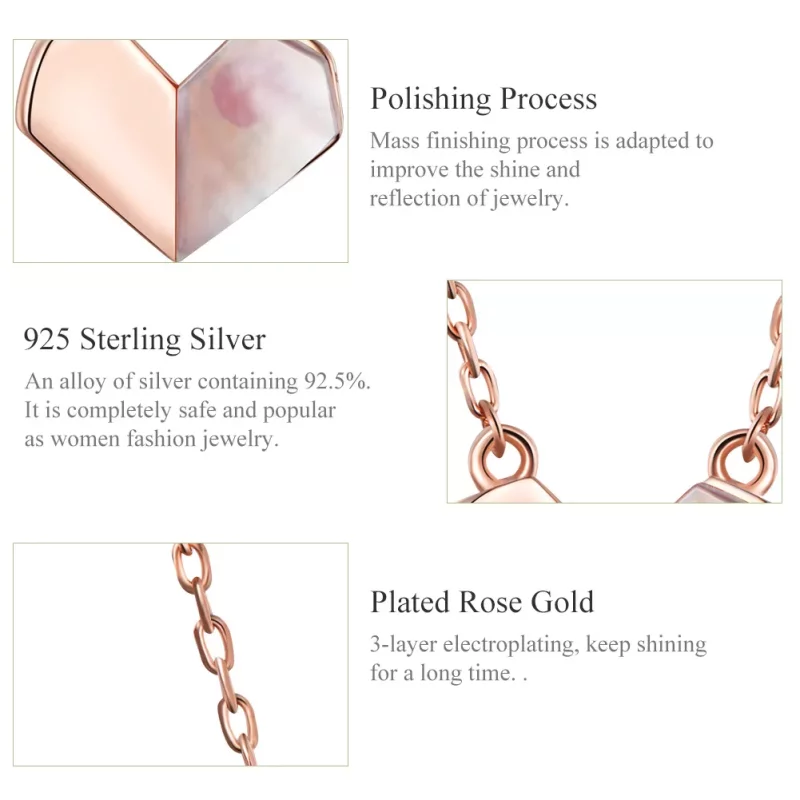(afbeelding voor) Pandora Style Rose Origami Hart Chain Ketting - SCN330 - Bekijken 3