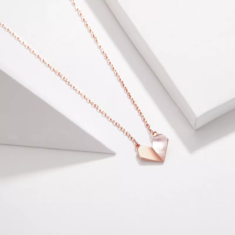 (afbeelding voor) Pandora Style Rose Origami Hart Chain Ketting - SCN330 - Bekijken 2