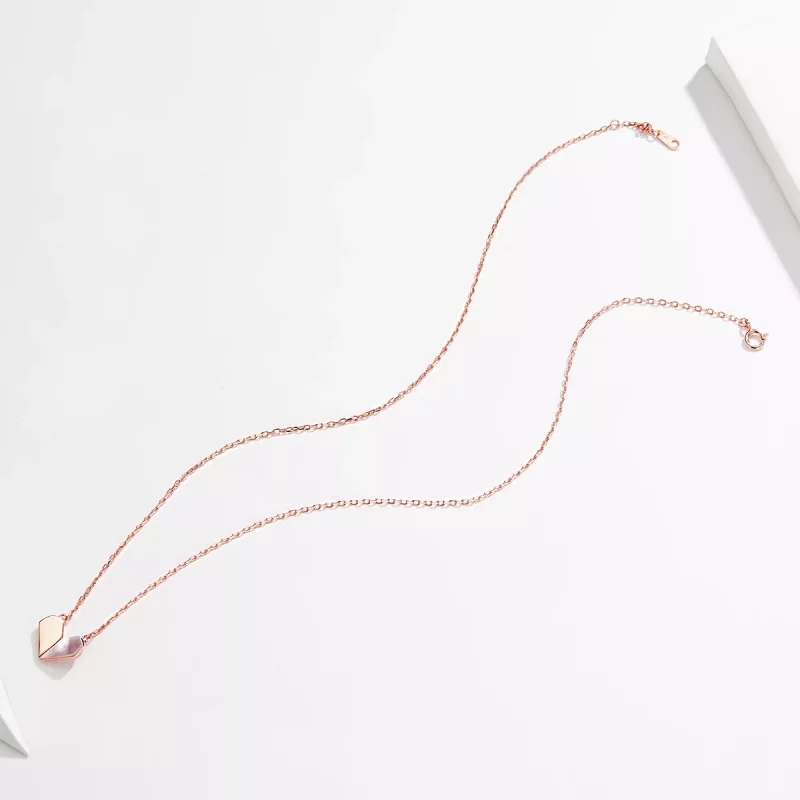 (afbeelding voor) Pandora Style Rose Origami Hart Chain Ketting - SCN330 - Bekijken 4