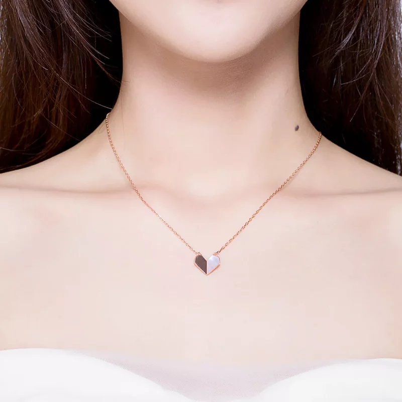 (afbeelding voor) Pandora Style Rose Origami Hart Chain Ketting - SCN330 - Bekijken 5