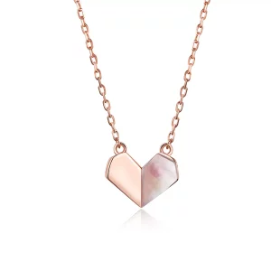 Pandora Style Rose Origami Hart Chain Ketting - SCN330 (afbeelding voor) Pandora Style Rose Origami Hart Chain Ketting - SCN330